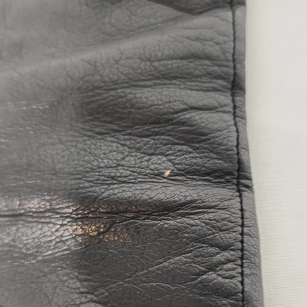 Aris Black Leather Cashmere Gloves Size 6 1/2